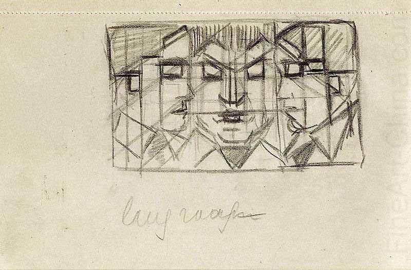 Compositie met drie hoofden, Theo van Doesburg